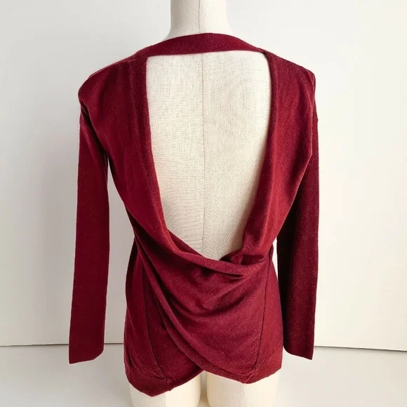Vimmia Shavasana Reversible Sweater Womens XS Burgundy Long Sleeve New w/ Tag